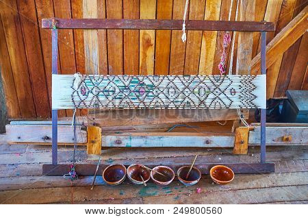 Example Of Yarn Dyeing Depending On The Future Pattern Of Fabric In Textile Workshop In Inpawkhon Vi