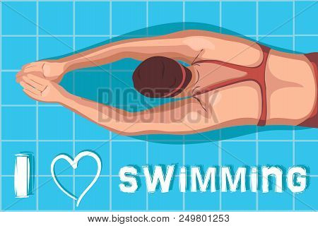 Swimmers In Competition, Swim, Sport, Vector. Summer, Water, Sea. Eps