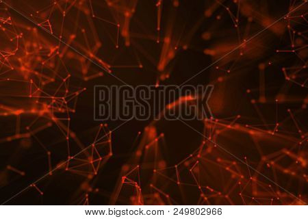 Abstract Background Of Lines And Dots, Low Poly Mesh. Internet Connections Technology. Concept Of Ne