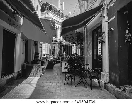 Tbilisi, Georgia - July 10, 2018: Outdoor Cafes In The Shardeni Street Of Old Town Tbilisi, Georgia