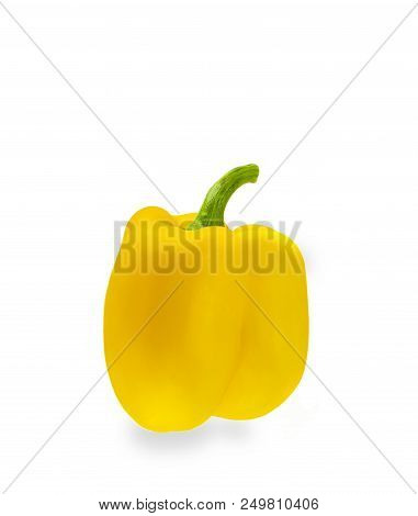 Yellow Bell Chilli Isolated On White Background With Clipping Path