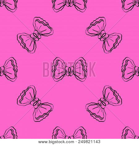Seamless Pattern With Hand Drawn Bows. Abstract Background. Can Be Used For Textile And Coth Design,