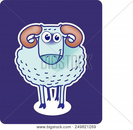 Cartoon Ram Funny Animal Vector Illustration Isolated