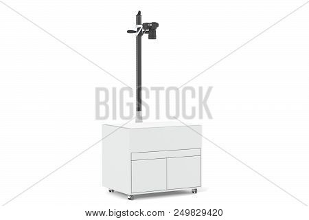 Photostudio. A Table With An Illumination And A Tripod For Shooting Subjects From Above With An Isol