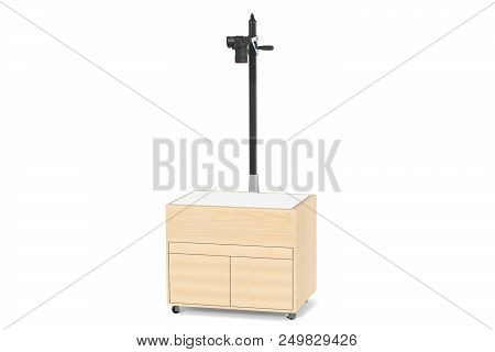 Photostudio. A Table With An Illumination And A Tripod For Shooting Subjects From Above With An Isol