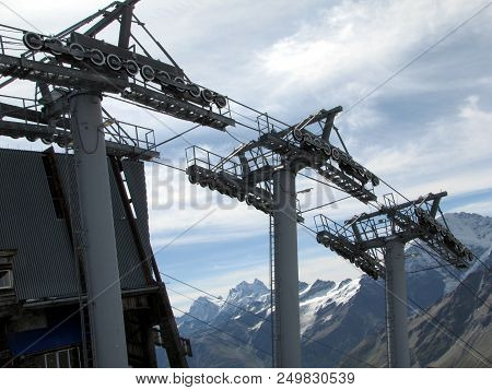 Photo Of A Part Of The Funicular In The Caucasus Mountains