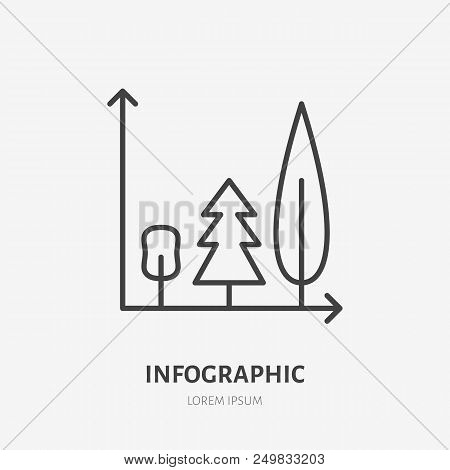 Infographic Flat Line Logo, Tree Growth Icon. Data Visualization Vector Illustration. Sign For Busin
