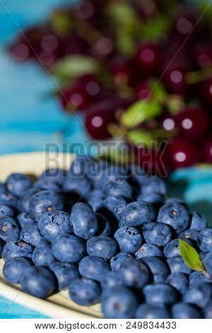 Close-up Of Blueberries In A Plate