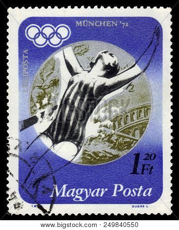 Hungary - Circa 1973 : A Stamp Printed In Hungary Shows Silver Medalist Andrea Gyarmati, Hungarian S