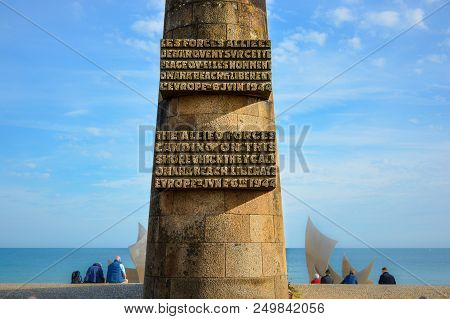 Colleville-sur-mer, France - September 19 2017: Les Braves Memorial To Fallen Us Soldiers At Omaha B