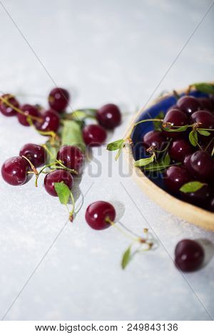 Beautiful Food Photo Of Cherry On Light Grey Background
