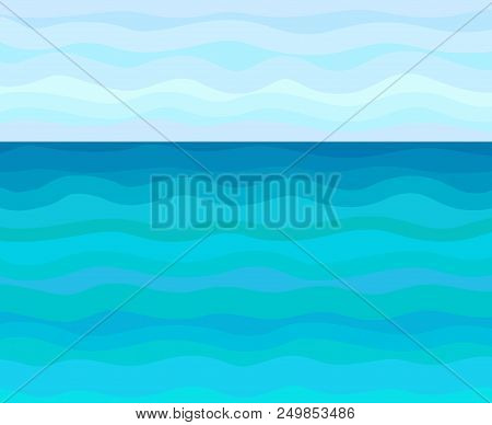 Abstract pattern. Universal sea landscape. Striped multicolored background with lines and waves. Universal geometric texture. Dinamic colored background. Lineal wallpaper. Decorative style. Line art