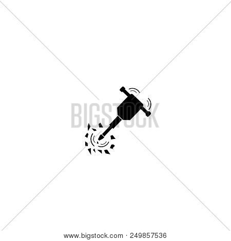 Jackhammer Vector Icon Pick Hammer  Black Silhouette