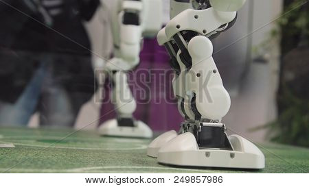 High Technology Future And Science Concept. Smart Humanoid Robots Dancing. Dancing Robots. Future Te