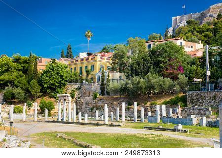 Hadrian's Library was created by Roman Emperor Hadrian on the north side of the Acropolis of Athens in Greece