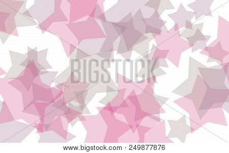 Multi Colored Translucent Stars On A White Background. Red Tones. 3d Illustration