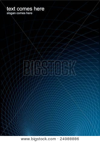 Futuristic vector backdrop with wires in 3d space