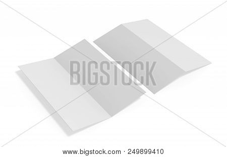 Half Fold Brochure Mock Up On Isolated White Background, 3d Illustration