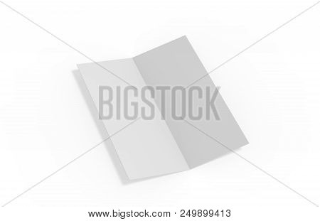 Half Fold Brochure Mock Up On Isolated White Background, 3d Illustration