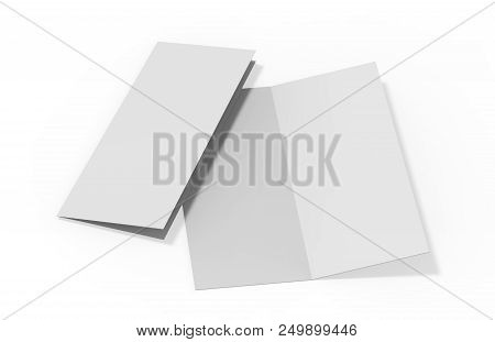 Half Fold Brochure Mock Up On Isolated White Background, 3d Illustration