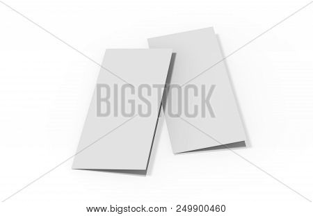 Half Fold Brochure Mock Up On Isolated White Background, 3d Illustration