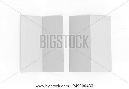 Half Fold Brochure Mock Up On Isolated White Background, 3d Illustration