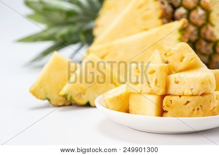 Healthy Sliced Pineapple Isolated On White Background