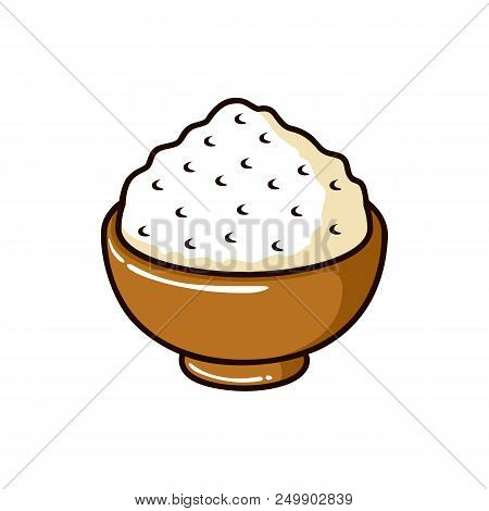 Rice In The Bowl Vector Illustration Isolated On White Background
