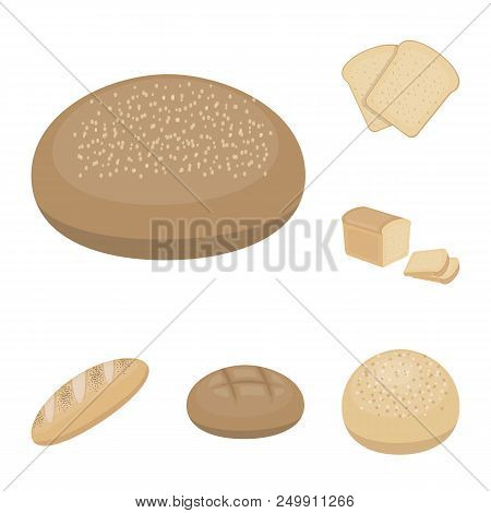 Types Of Bread Cartoon Icons In Set Collection For Design. Bakery Products Vector Symbol Stock  Illu