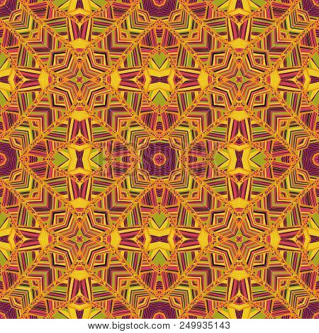 Vector Seamless Ethnic Pattern With Axial Symmetry. Can Be Used For Fabric, Textile, Packaging Paper