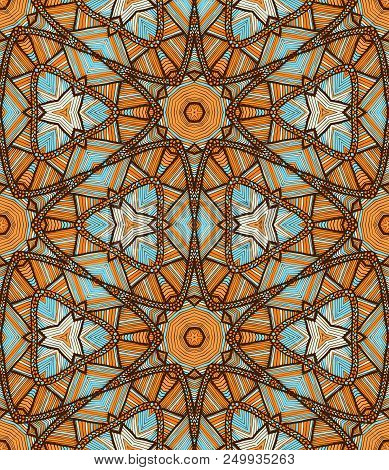 Vector Seamless Ethnic Pattern With Axial Symmetry. Can Be Used For Fabric, Textile, Packaging Paper