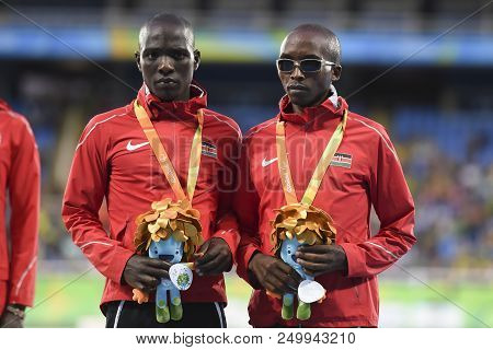 Rio, Brazil - September 08, 2016: Bii Wilson (ken) (bronze) During Men 100m - T11 Victory Ceremony I