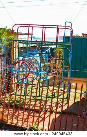 Johannesburg, South Africa, September 11, 2011, Colorful Jungle Gym Climbing Frame In Soweto Creche 