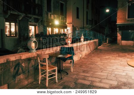 Nightlife In Old European City. Venice, Italy