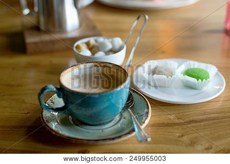 Table Setting In The Restaurant. Lunch Or Breakfast Time.