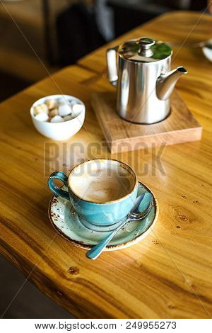 Table Setting In The Restaurant. Lunch Or Breakfast Time.