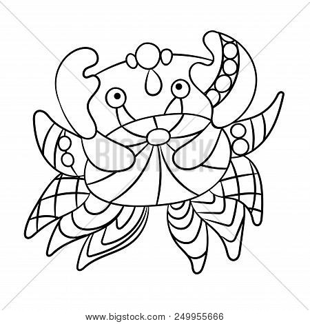 Coloring Page With Crab In Ornamnets In Vector Design Graphic