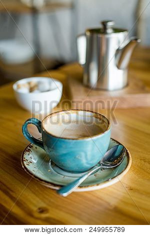 Table Setting In The Restaurant. Lunch Or Breakfast Time.