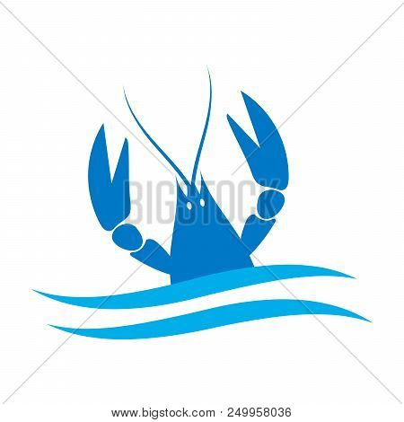 Crayfish Logo. River Lobster, Langoustine Or Crustacean Delicacies Isolated On White Background. Sea