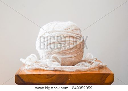 Holy Sacred Thread Is Placed To A Religious Ceremony By Buddhist Monks.