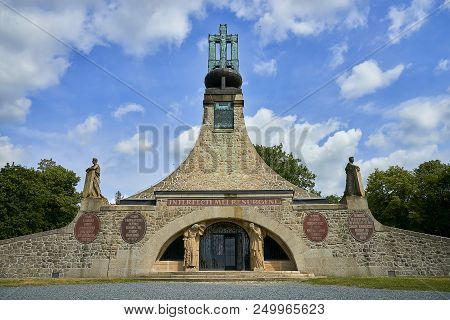 Prace, Czech Republic - June 9, 2018: The Peace Memorial On Prace Hill. Female Statues Are Symbolizi