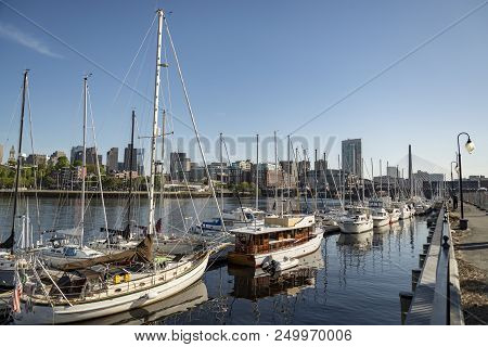 Long Wharf And Customhouse Block With Sailboats And Yachts In Boston, Massachusetts, The United Stat