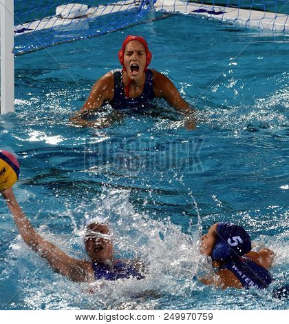Budapest, Hungary - Jul 20, 2017. Gangl Edina (hun) Goalkeeper In The Preliminary Round. Fina Waterp