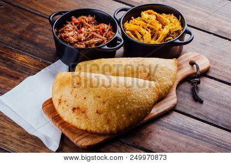 Fried Empanadas, Stuffed With Chicken And Meat