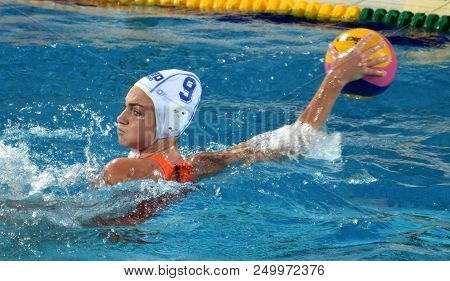 Budapest, Hungary - Jul 20, 2017. Megens Maud (ned) In The Preliminary Round. Fina Waterpolo World C