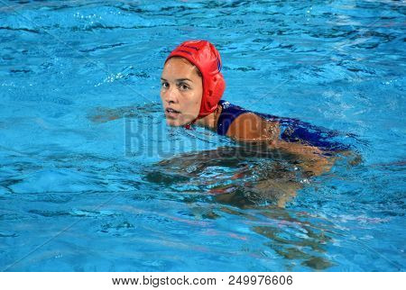Budapest, Hungary - Jul 20, 2017. Gangl Edina (hun) Goalkeeper In The Preliminary Round. Fina Waterp
