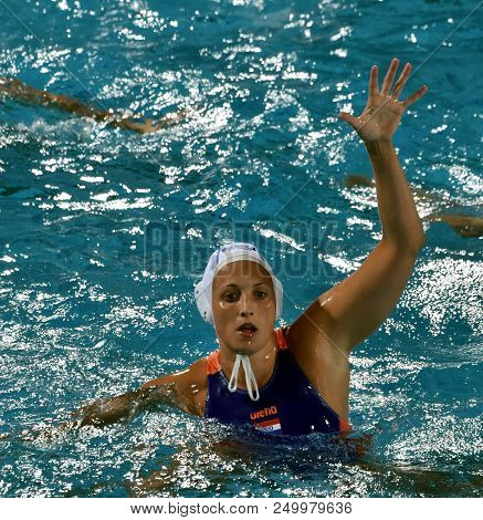 Budapest, Hungary - Jul 20, 2017. Smit Yasemin (ned) In The Preliminary Round. Fina Waterpolo World 
