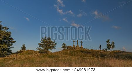 Slavkovsky Les Mountains In Summer Sunny Nice Evening Near Krizky Area With Photographer