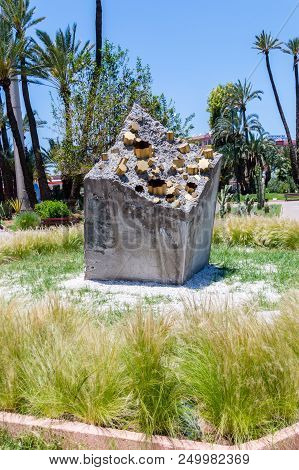 Marrakech, Morocco - June 3, 2018: Sculpture Anneau Created By Abdeljalil Saouli. Sculpture At Jardi