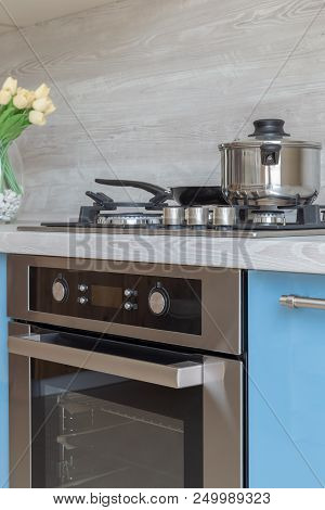 Oven Panel Close-up, Regulators And Placard For Information
